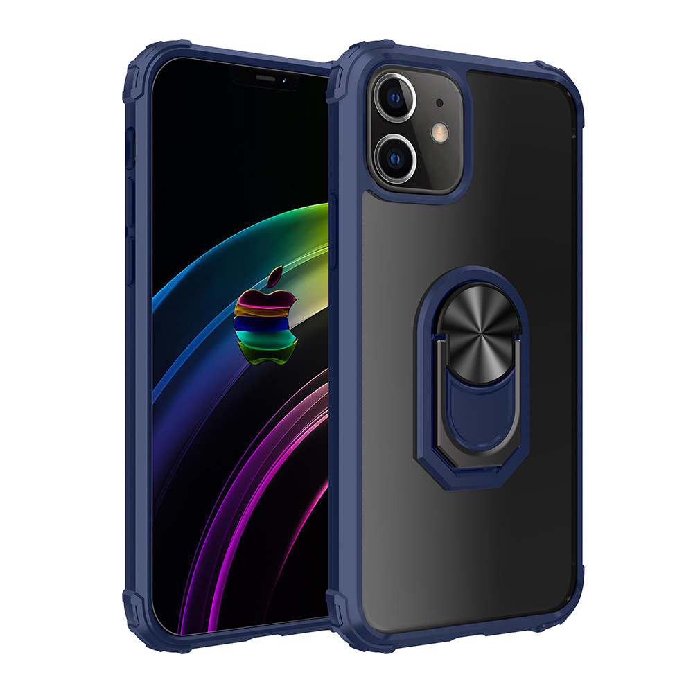 Clear Armor 360 RING Stand Case with Magnetic Metal Plate for iPhone 11 6.1 (Navy Blue)